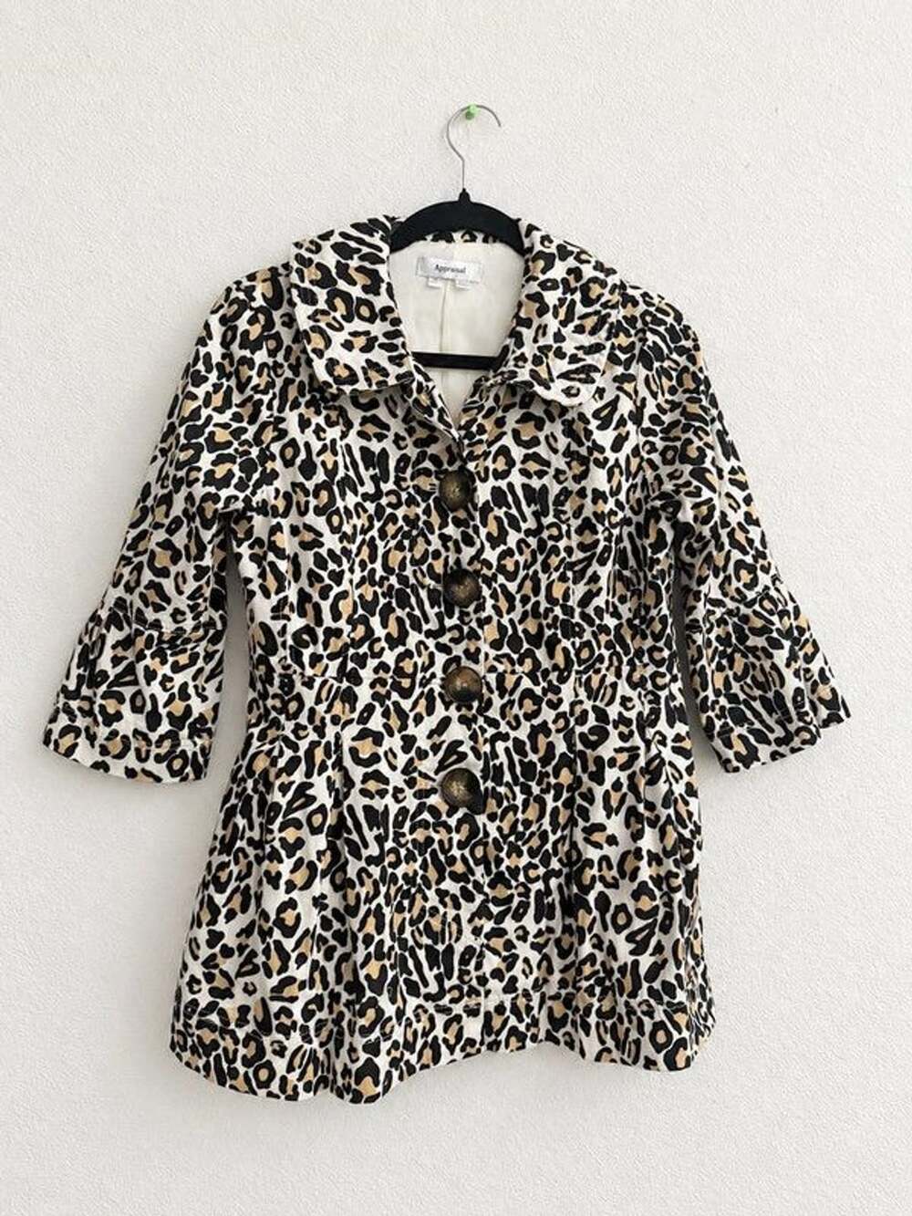 Y2K Appraisal Leopard Print Coat Jacket Size Small